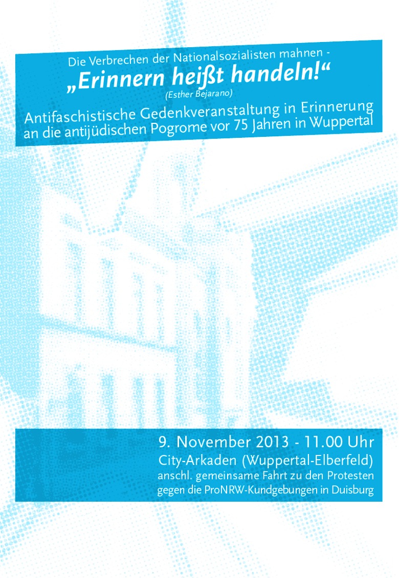 9.11.2013 | Gedenkveranstaltung zum 75. Jahrestag der November-Pogrome | Wuppertal