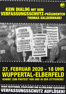 Prostest gegen den Aufritt vom Verfassungsschutz-Präsidenten Thomas Haldenwang am 27.02. in Wuppertal